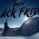 A woman stands in the desert wearing a big, flowing dress. Above her head, it reads, "Aeon Black Friday."